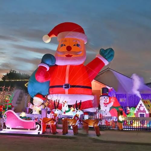 HOAELOS 26 Feet Inflatable Giant Santa Claus with Blower for Outdoor Christmas Decoration