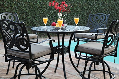 GrandPatioFurniture.com 4 Outdoor 24" Counter High Cast Aluminum Swivel Bar Stool Brown