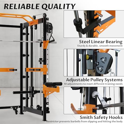 Fitvids Power Rack Home Gym with Pulley System Black