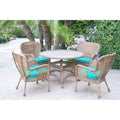Jeco Windsor Honey Wicker Dining Set with Cushions Sky Blue