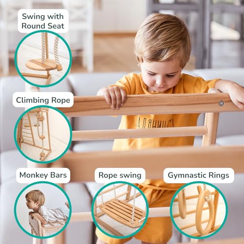 Wood And Hearts Indoor Climbing Gym for Kids 1-4 Blue