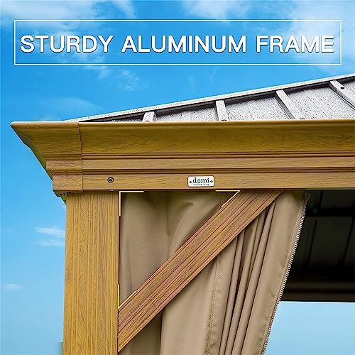 ANTSKU 12'x16' Hardtop Gazebo Yellow Brown Wood Looking