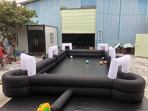 Generic Giant Inflatable Soccer Pool Table Football Pitch Billiards Game Black+White