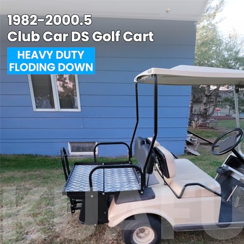 KUAFU Rear Flip Back Seat Compatible with Club Car DS Model Golf Cart Black