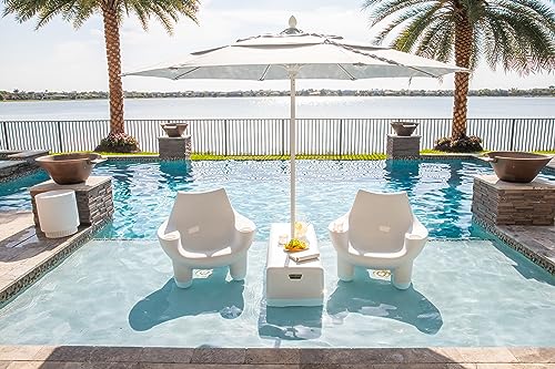 REZVANI FURNITURE STUDIO Tenjam Mibster Chair Pool Lounge Set of Two White Granite