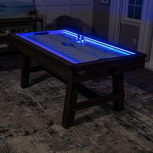 American Legend 72" Austin Air Hockey Table LED Rails Modern Walnut Finish Electronic Scoring Grey
