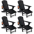 Wildformers Adirondack Chair Set of 4 with Retractable Ottoman, Adjustable Reclining, Folds for Easy Carry, Black
