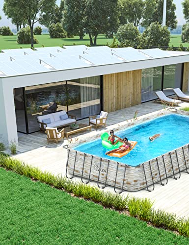 Evajoy Metal Frame Swimming Pool Set Blue