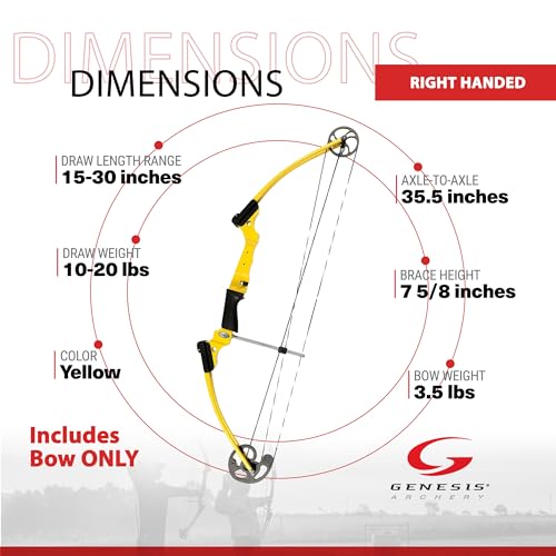 GENESIS Archery Original Adjustable Right-Handed Compound Bow for Beginners & Experts Yellow