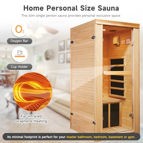 RIGO Infrared Sauna Room Indoor Canadian Hemlock Wood