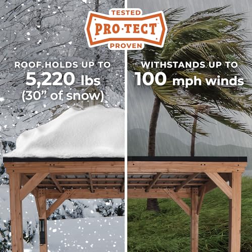 Backyard Discovery Arcadia 14' x 12' Cedar Wood Outdoor Gazebo Pavilion Light Brown