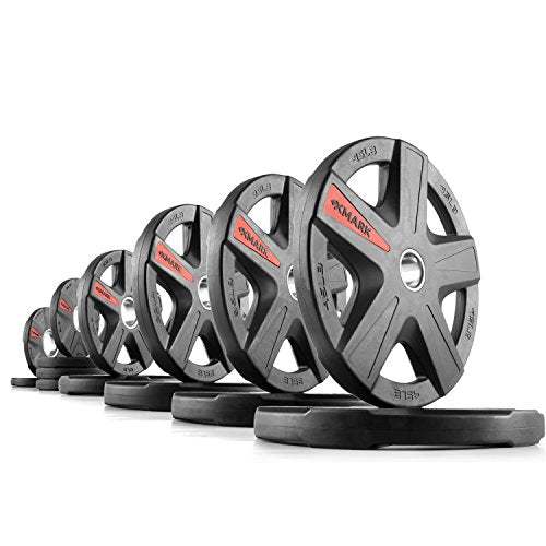 XMark Olympic Rubber Coated Weight Plates 255 lb Set