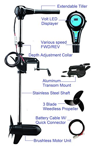 Caroute N300 48V 160LB Brushless Electric Boat Trolling Motor Black