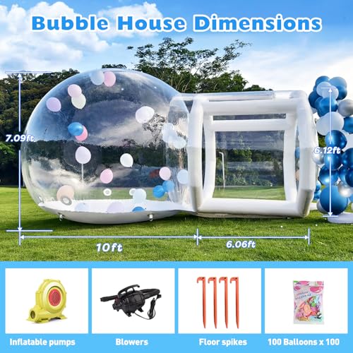 Yorkgargen Inflatable Bubble House 10ft Clear Dome Tent White