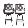 Christopher Knight Home Avon Outdoor Cast Aluminum Bar Stools 2-Pcs Set Shiny Copper