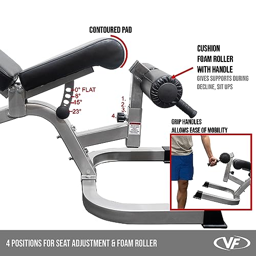 Valor Fitness Adjustable Bench with Leg Support - 7 Position Back Pad, 4 Position Seat Pad - DD-25 Adjustable Bench with Wheels