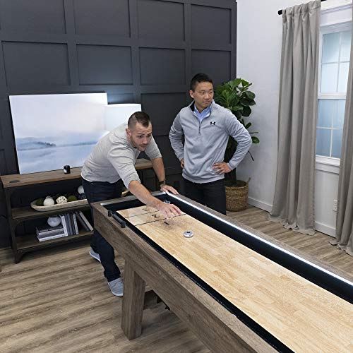 American Legend Brookdale 9’ LED Light Up Shuffleboard Table with Bowling Brown