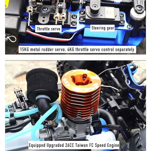 WANZRXX Nitro Powered RC Truck 1/8 Scale 4WD 90KM/H 26CXP Engine