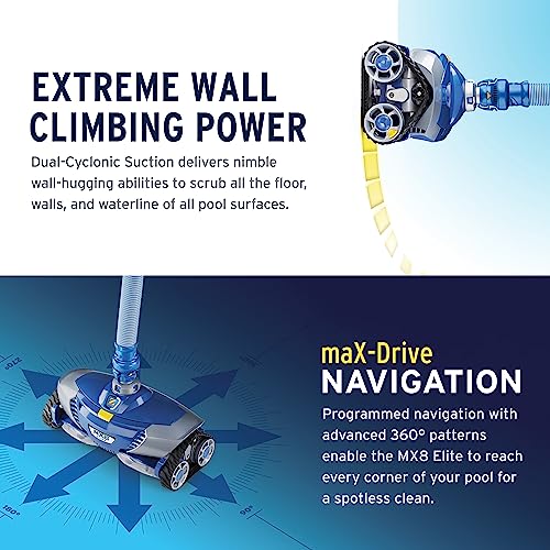 Zodiac MX8 Elite Suction Pool Cleaner with Cyclonic Leaf Canister Blue
