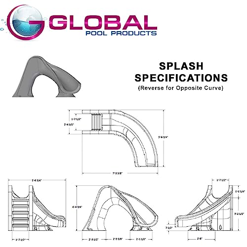 Global Pool Products Splash Inground Water Slide Deck Mounted Right Curve Sand
