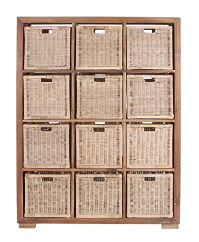 Deco 79 Wood Teak Rattan Basket 48x65 Inch Brown