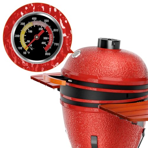 ROOMTEC 23.5-Inch Kamado Charcoal Grill Portable Camping Grill Blaze Red