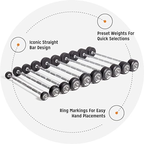 Bells of Steel Fixed Straight Barbell Set 20-110 lbs with Stand