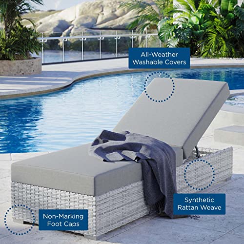 Modway Convene Wicker Rattan Outdoor Patio Chaise Lounge Chair Light Gray