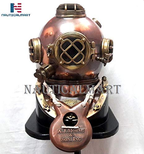 NauticalMart US Navy Antique Divers Diving Helmet Reproduction Brown