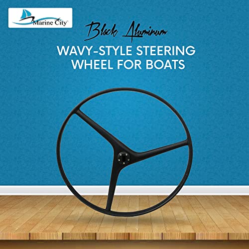MARINE CITY Wavy-Style 3-Spoke Carbon Steering Wheel 925mm Black