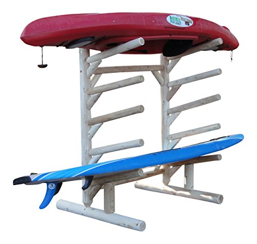 Log Kayak Rack 5 Place 1 Sided SUP Natural