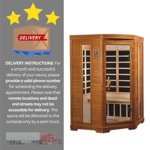 DYNAMIC SAUNAS Hemming 2 Person Infrared Corner Sauna Dark Honey Stain