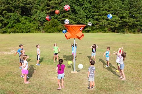 Discount Playground Supply 7 Foot Triple Shoot Children's Basketball Game Inground Mount Outdoor Hoop Orange