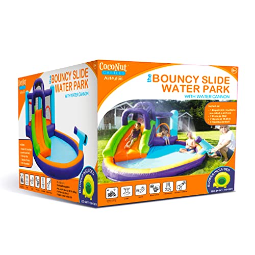 CocoNut Castles Inflatable Bouncy Slide Water Park with Cannon