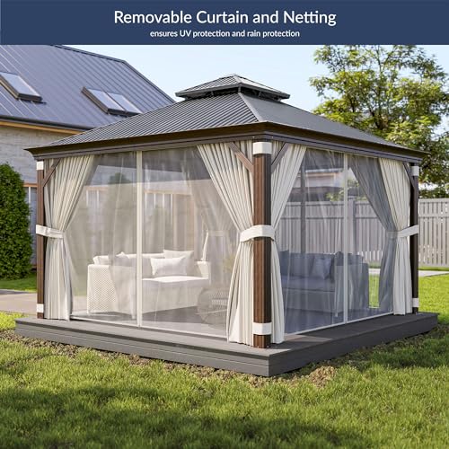 BELLEZE 12x12ft Hardtop Gazebo Brown