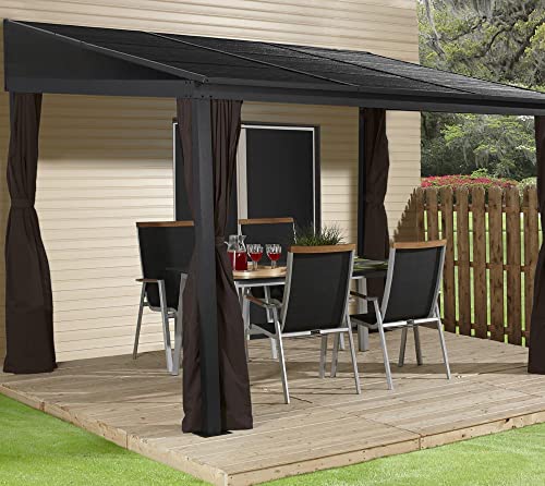 Sojag 10' x 12' Portland Wall-Mounted Gazebo Outdoor Aluminum Frame Brown