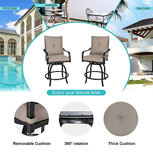 PATIO TREE Outdoor Counter Height Bar Stools Set of 6 Black