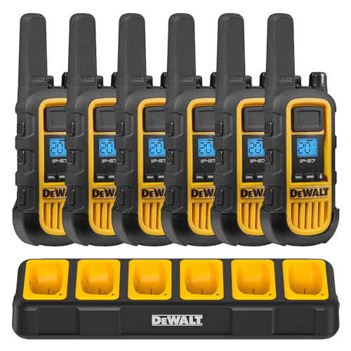 DEWALT DXFRS800 2 Watt Heavy Duty Waterproof Walkie Talkies with Gang Charger (6 Pack)