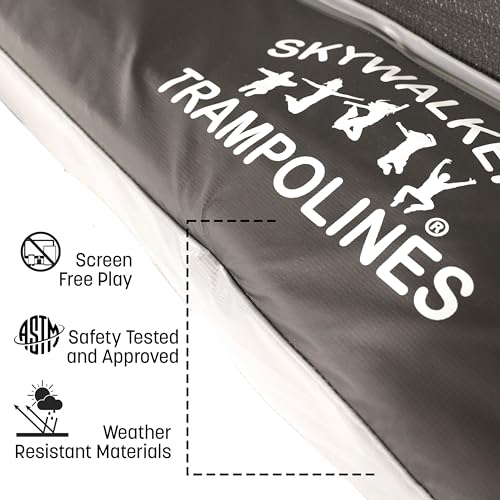 Skywalker Trampolines Epic Series 15 FT Rectangle Outdoor Trampoline with Enclosure Net Black and Gray