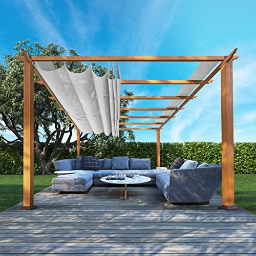 Paragon Outdoor 11' x 16' Florence Aluminum Pergola with Gray Canopy