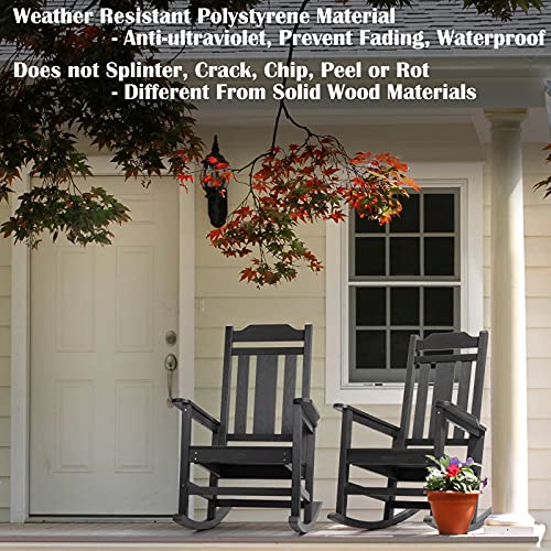 hOmeHua Patio Rocking Chair Set of 4 All Weather Resistant Black