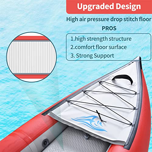 PRODCA Inflatable Kayak Set with Paddle & Air Pump, Portable Deluxe Tandem 2 Person Kayak