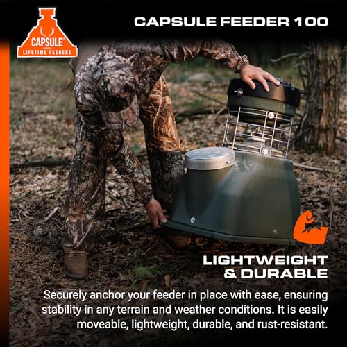 Capsule Game Feeders 100LB Capacity 360-Degree Broadcast Game Feeder Green