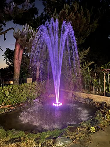 Custom Pro PJ-8000 Hi-Flow Floating Fountain with 3 Spray Patterns and 12 Color Changing LED Lighting 12C-RBG Color Changing