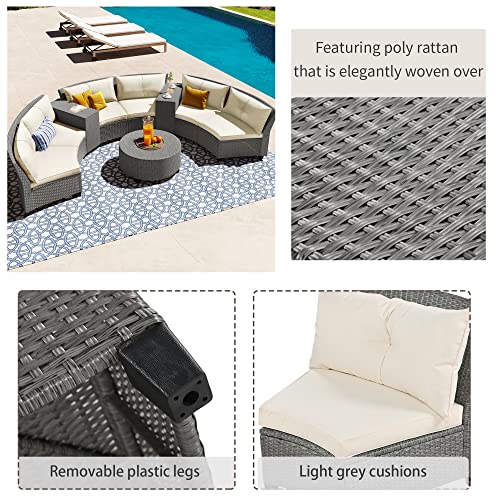 Miscoos 9-Piece Outdoor Patio Sofa Set Off-White