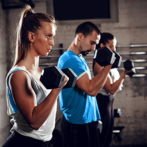 WF Athletic Supply Rubber Coated Hex Dumbbell Set Non-Slip Hex Shape - 200LB Dumbbells Set