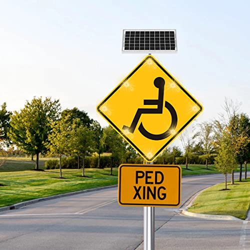 Generic 24'' Solar Powered LED Handicapped Crossing Sign Yellow