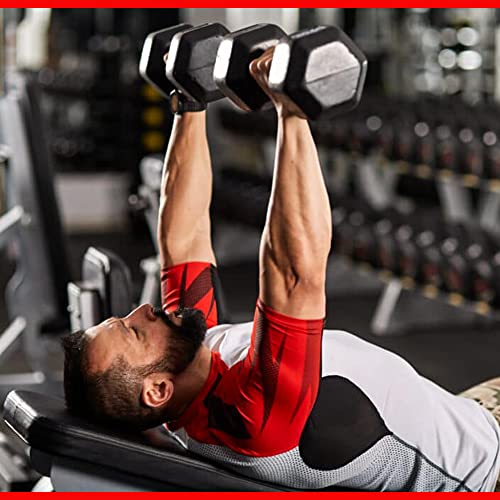 BK BodyKore Rubber Hex Dumbbell Set with 3 Tier Commercial Rack