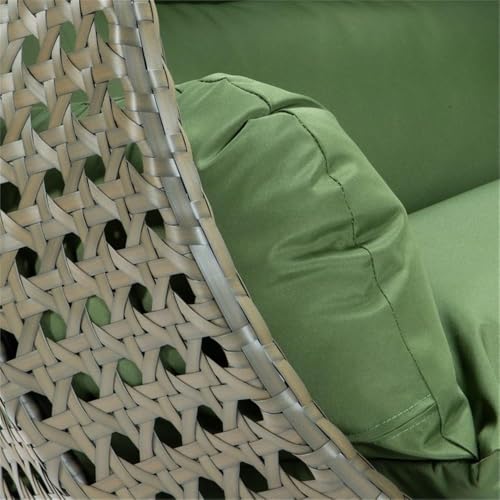LeisureMod 2 Person Wicker Egg Chair Indoor Outdoor Lounge Dark Green