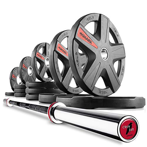 XMark Texas Star Olympic Barbell 205 lb Set with Crowbar 7'